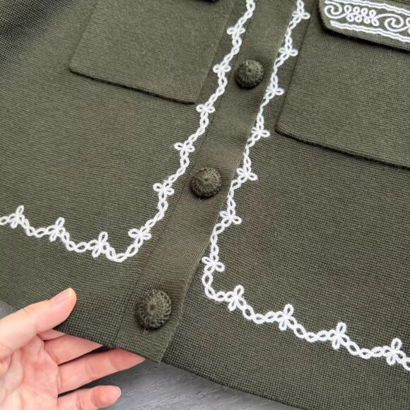 Gilet Betty Sezane x Baziszt Khaki Ecru Embroidery - Picture 10 of 10